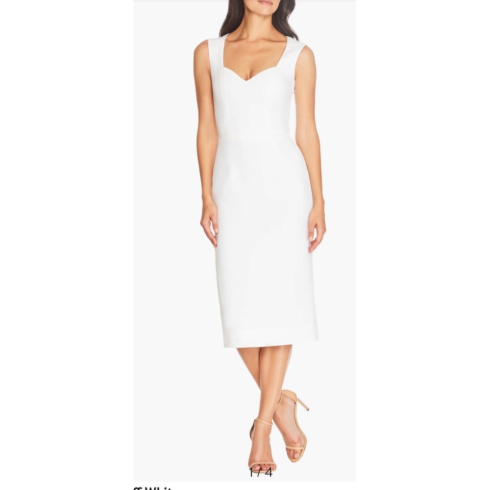 Dress The Population Elle Sweetheart Neck Sheath Midi Dress White Size Medium‎